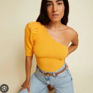 NWT SMOCKED ASYMMETRICAL NATION TOP